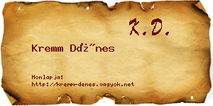 Kremm Dénes névjegykártya